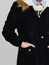 Load image into Gallery viewer, Faux Fur Collar Pockets Drawstring Women Slim Oversized Parka Jacket Coat