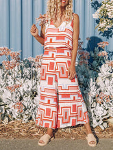 Load image into Gallery viewer,  V-Neck Geometric Print Jumpsuit