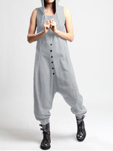 Load image into Gallery viewer, Casual Sleeveless Button Side Pocket Harem Pants Jumpsuit