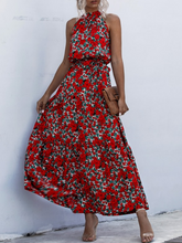 Load image into Gallery viewer, Boho Halter Floral Printed Mini Dresses in Red