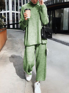 Knitted Long Sleeve Two Piece Set