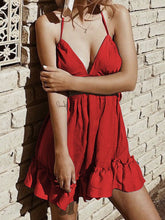 Load image into Gallery viewer, V-neck Lace Halter Dresses