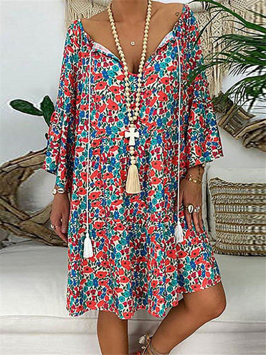 Loose Large Size Long Print Dress