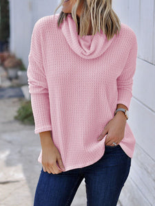 Solid Color Long Sleeve Knit Turtleneck T-Shirt