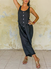 Load image into Gallery viewer, Black Plain Shift Casual jumpsuit V Neck One-Pieces