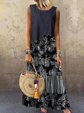 Load image into Gallery viewer, Printed Patchwork Cotton and Linen Casual Sleeveless Dress