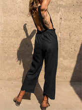 Load image into Gallery viewer, Embroideried Casual Solid Color Straps Pockets Jumpsuit