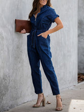 Load image into Gallery viewer, Casual Short Sleeve Pocket Jumpsuit