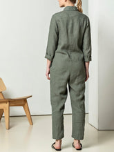 Load image into Gallery viewer, Fashion Fold Over Collar Solid Color Single Breasted Jumpsuits