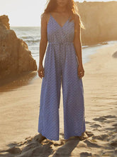 Load image into Gallery viewer, V Neck Lace-Up Wide Leg Jumpsuit