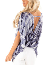 Load image into Gallery viewer, Ocean Blue Tie Dye Open Back Short Sleeve Top