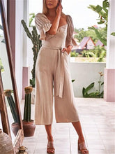 Load image into Gallery viewer, Sexy Backless Solid Color Ruffled Puff Sleeve Jumpsuits