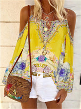 Load image into Gallery viewer, Boho Flower Print Sling Vest Flare Sleeve Casual Top