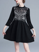 Load image into Gallery viewer, Loose Large Size Embroidered Lace Stitching Stand-Up Dress