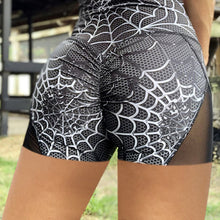 Load image into Gallery viewer, Sexy Spider-print Mesh Gauze Yoga Shorts