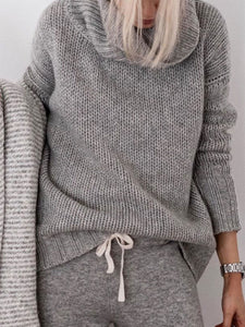 Casual Grey Turtleneck Warm Suit