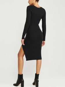 Boat Neck Midi Sweater Dress