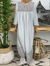 Load image into Gallery viewer, V-neck Lace Stitching Maxi Dress