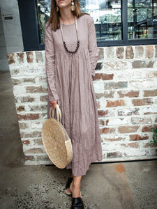 Cotton and Linen Dress Loose Large Dress