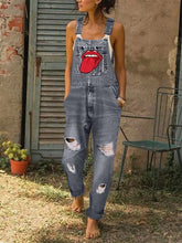 Load image into Gallery viewer, Printed Denim Casual Jumpsuit