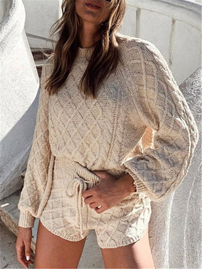 Solid Color Knit Leisure Suits