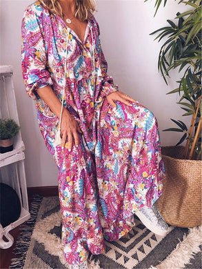 Bohemian Casual Loose Floral Long Dress