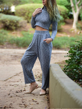 Load image into Gallery viewer, Blue Pants Suit Turtle Neck Sweater With High Waist Pants