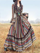 Load image into Gallery viewer, Long Sleeve Dresses V neck Vintage Long Dresses