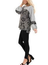 Load image into Gallery viewer, Crew Neck Long Sleeve Embroidered Blouse