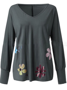 Long Sleeve Floral Printed Casual Blouse