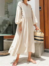 Load image into Gallery viewer, Literary Style Neck Polka Dot Loose Maxi Dresses