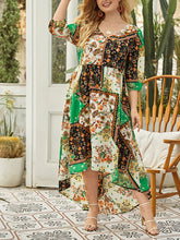 Load image into Gallery viewer, Plus Size V-Neck Floral Scarf Print Dip Hem Maxi Dress