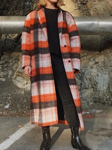 Winter Vintage Plaid Long Sleeve Jacket