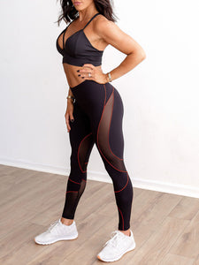 Women Mesh Patchwork Yoga Leggings High Waist Legging