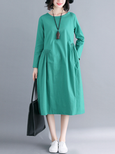 Load image into Gallery viewer, Simple Wind Asymmetrical Loose Linen Long Sleeve Dress