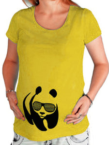 Loose Casual Round Neck Short Sleeve Panda Print Maternity Top