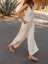 Load image into Gallery viewer, V Neck Lace-Up Wide Leg Jumpsuit