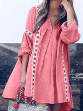 Load image into Gallery viewer, V-Neck Casual Long Sleeve Solid Mini Dress