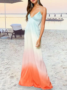 Sexy Casual Rainbow Halter Dress