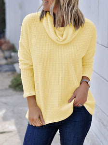 Solid Color Long Sleeve Knit Turtleneck T-Shirt