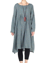 Load image into Gallery viewer, Small Print Large Size Long Sleeved Pocket Dress