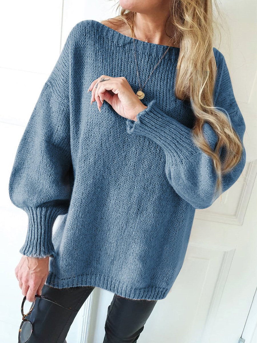 Lantern Sleeve Thin Knitted Sweater