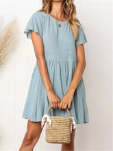 Load image into Gallery viewer, Casual Solid Color Round Neck Loose Mini Dresses