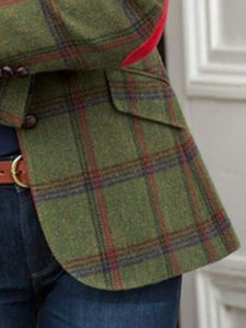 Vintage Casual Plaid Small Suit