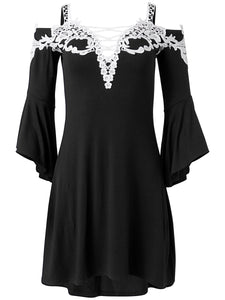 Cold Shoulder Lace Panel Dress