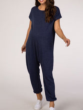 Load image into Gallery viewer, Pure Color Loose Round Neck Short Sleeve Maternity Jumpsuit