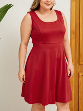 Load image into Gallery viewer, Plus Size Red Square Neck Sleeveless Mini Dress