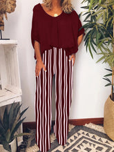 Load image into Gallery viewer, Simple Casual Loose Top Striped Pants Set