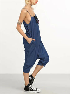 Casual Simple Loose Pocket Sling Jumpsuit