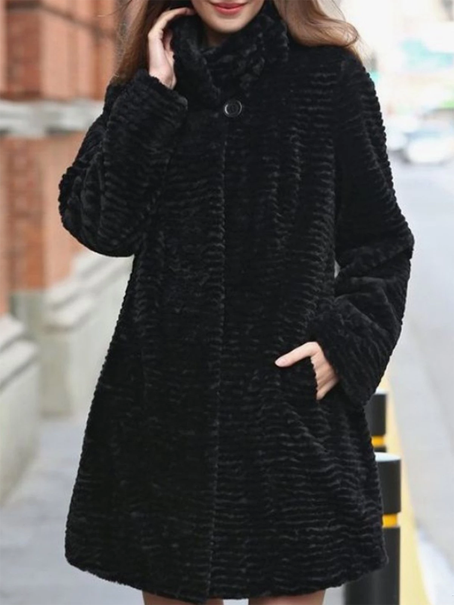 Casual Stand Collar Long Sleeve Pockets Outerwear